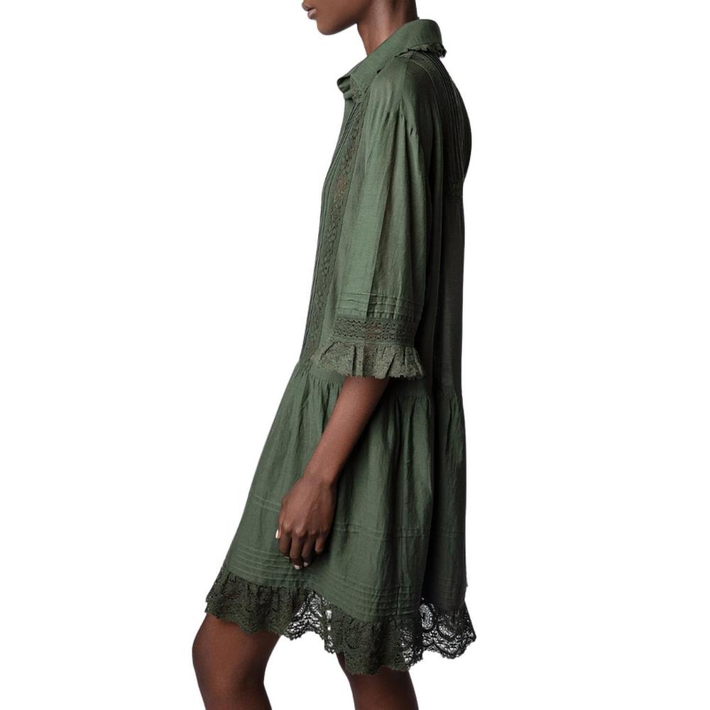 NEW ZADIG & VOLTAIRE rosea tomboy dress in kaki - Picture 2 of 3